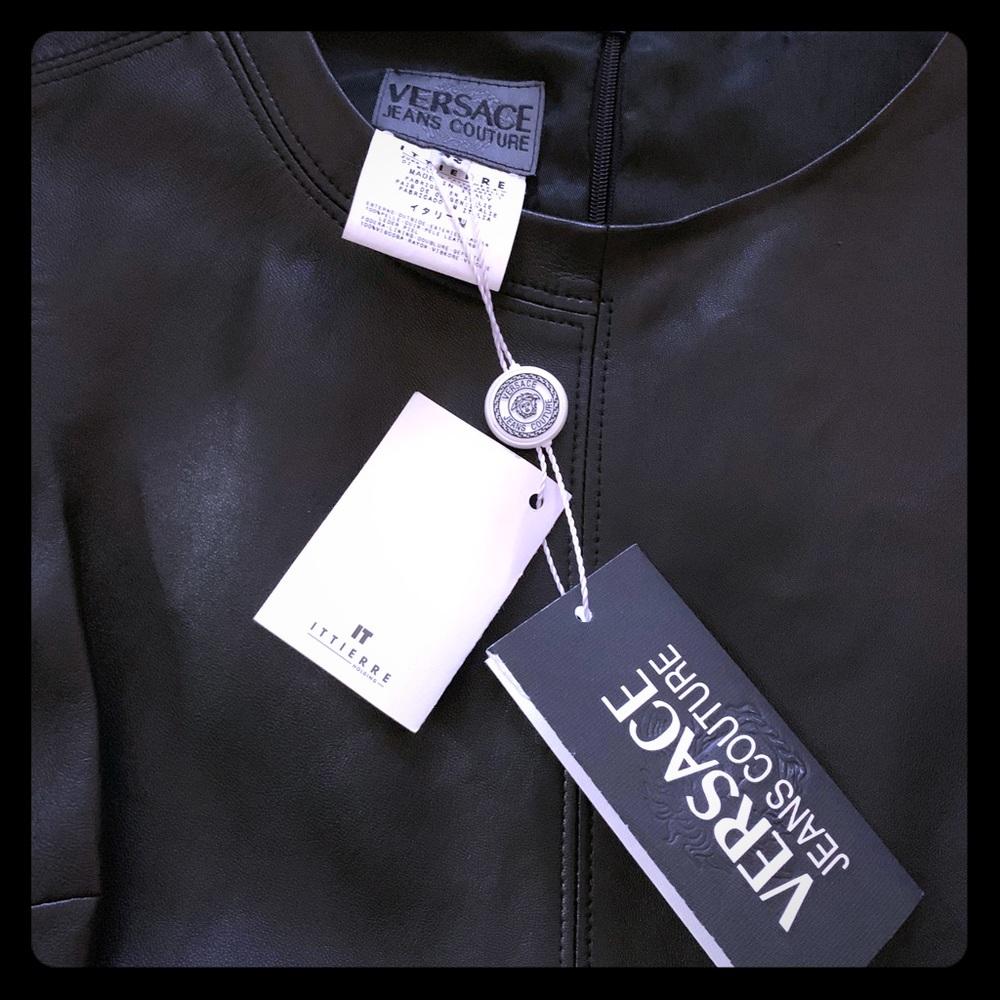 Versace Jeans Couture Black Leather cocktail dress